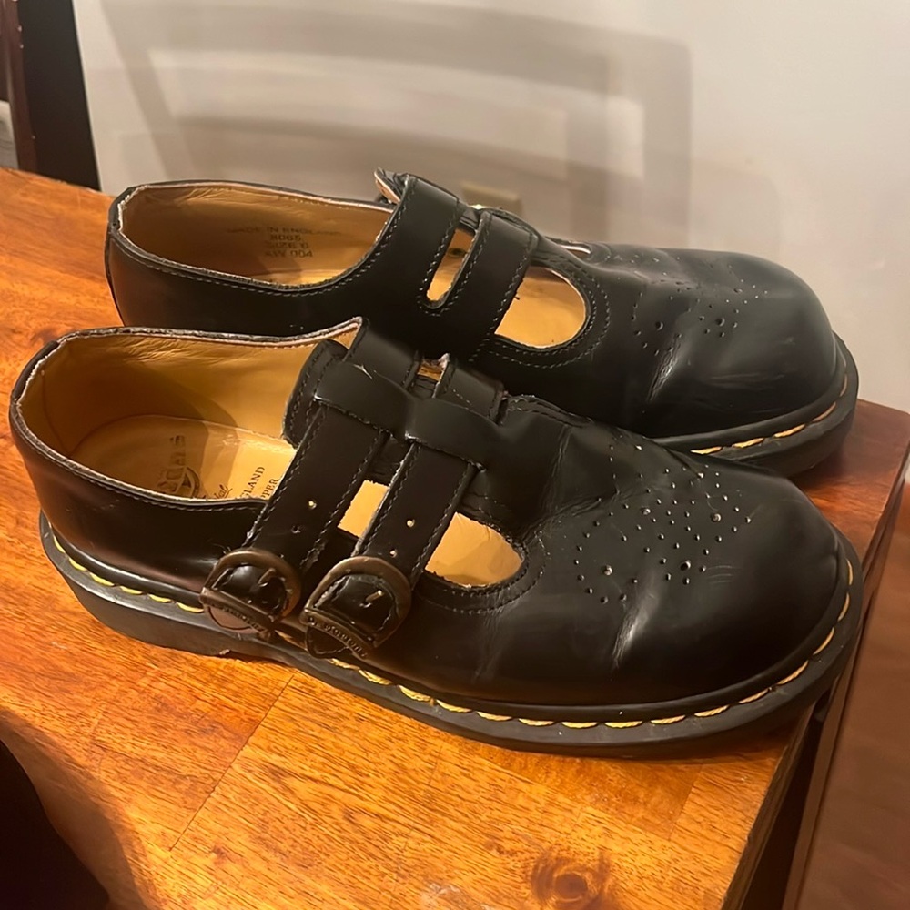 Dr. Martens Black Made in England 8065 Double Strap Mary Janes UK 6 US Womens 8